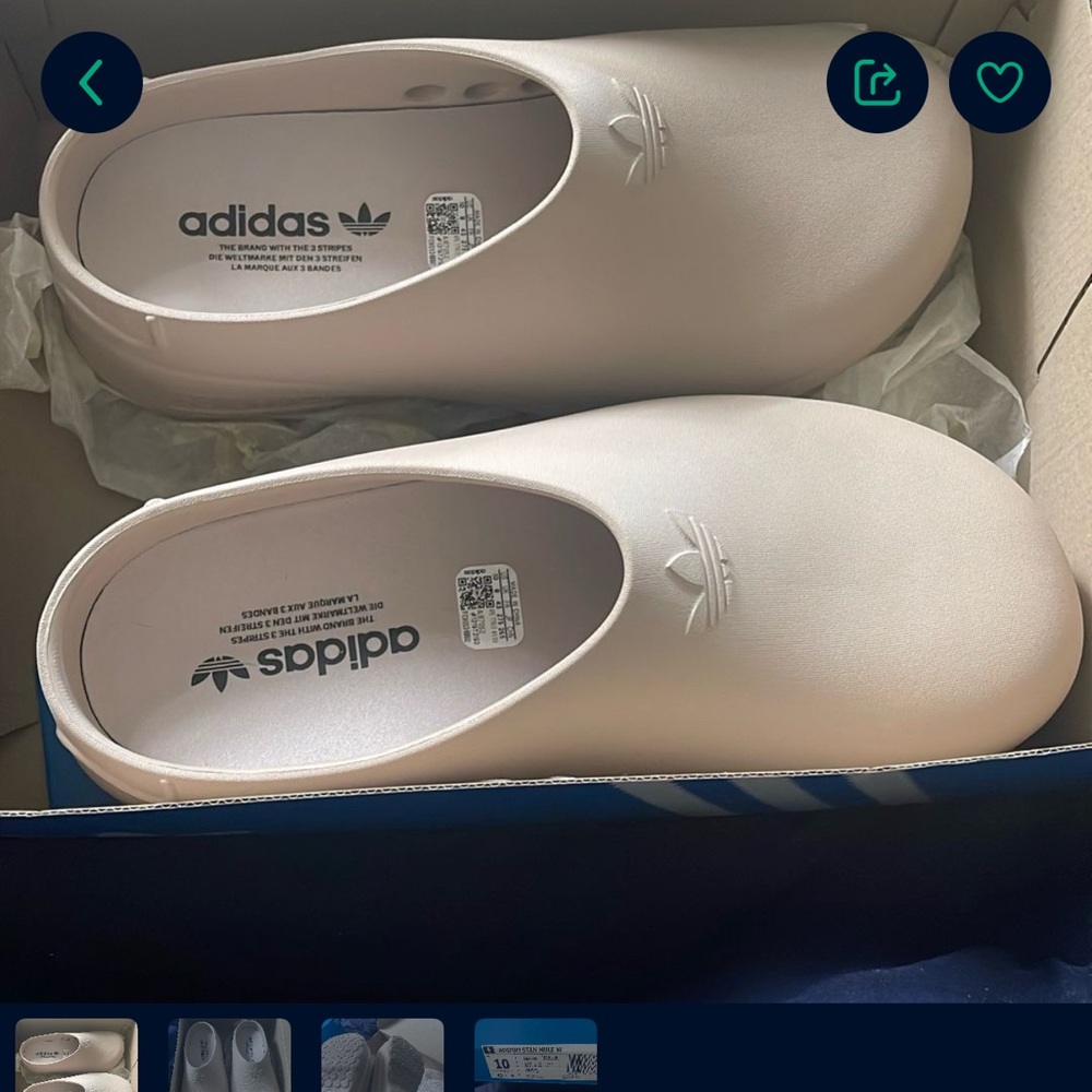 Adidas Cream Slip-On Clogs